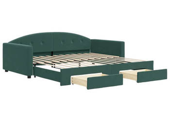 Sofa rozsuwana z szufladami ciemnozielona aksamit 100x200 cm WM-3197358