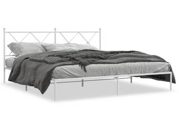Łóżko Metalowe Białe Rama Łóżka Ze Stelażem Biała 180x200 cm WM-376555