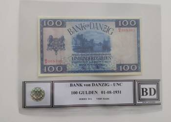 WOLNE MIASTO GDAŃSK 100 gulden 1931 UNC seria D/A BANK von DANZIG