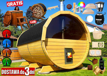 SAUNA Ogrodowa 300cm + OKNO 50% + PRZEBIERALNIA + GRATIS Beczka 500L +Akces
