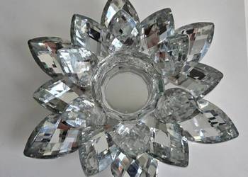Srebrny kryształowy świecznik kwiat lotosu tealight