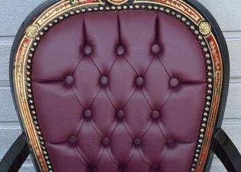 FOTEL BOULLE - SKÓRA - intarsje mosiądz - KRZESŁO