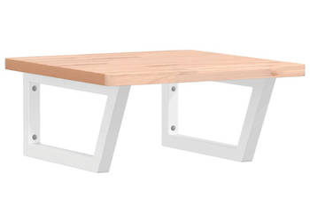 Półka ścienna pod umywalkę stal i lite drewno bukowe WM-3302418