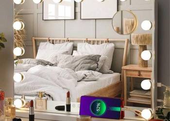 Lustro do makijażu z oświetleniem, 58x46 cm, 15 luster LED, duże lustro kos