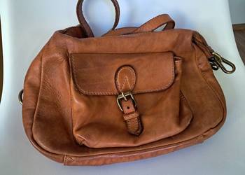 brązowa skórzana torebka genuine leathe stan bdb-, wys 20, dł 30, wys 22 cm