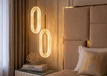 Żyrandol złoty nowoczesny lampa wisząca glamour, nad wyspę