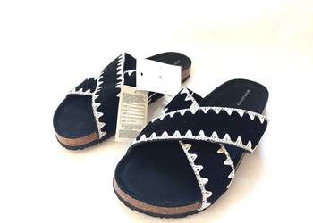 Klapki czarne Buty białe r. 38 damskie BOHO Reserved NOWE