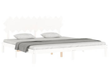 Łóżko bez materaca białe lite drewno sosnowe 200x200 cm WM-3193747