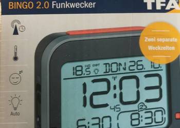 Budzik TFA Dostmann 60.2552.01, cyfrowy, Sterowany radiowo