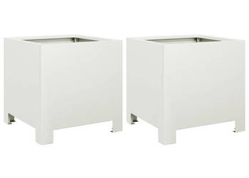 Donice ogrodowe 2 szt. białe 30x30x30 cm stalowe WM-851188