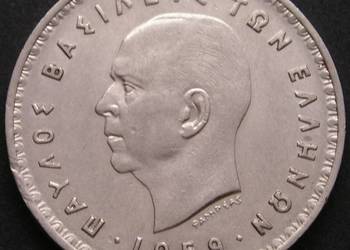 GRECJA 10 DRACHM 1959 - KRÓL PAWEŁ