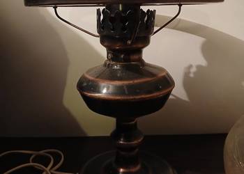 Stara lampa stołowa elektryczna a'la naftowa PRL Vintage Retro