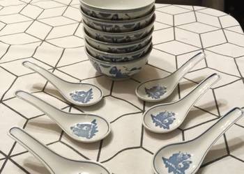 Prl porcelana ryżowa 6 miseczek +6 łyżek