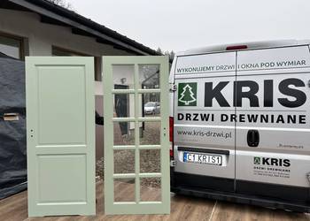 Drzwi drewniane OD RĘKI zielone NCS DOSTAWA CAŁA POLSKA