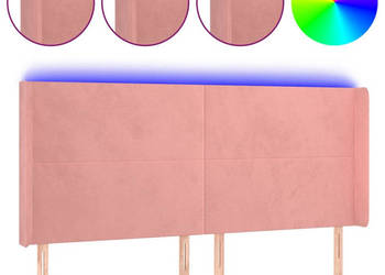 Zagłówek do łóżka z LED różowy 163x16x118/128 cm aksamit WM-3123827