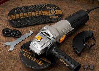 Szlifierka kątowa 850W 125mm BESTEN + 10 tarcz