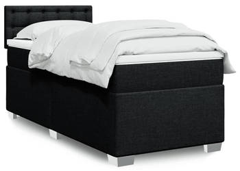 Łóżko kontynentalne z materacem czarne tkanina 90x190 cm WM-3285759