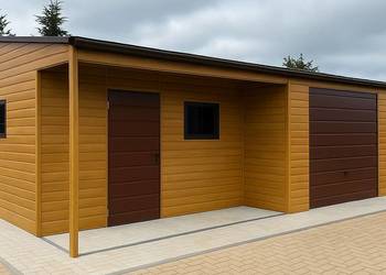 Garaż blaszany drewnopodobny 6x6 5x5