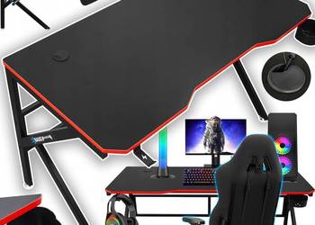 BIURKO GAMINGOWE STÓŁ GAMINGOWY DLA GRACZA KOMPUTEROWE CZARNE DUŻE 120x60
