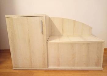 Szafka do przedpokoju z siedziskiem szare drewno