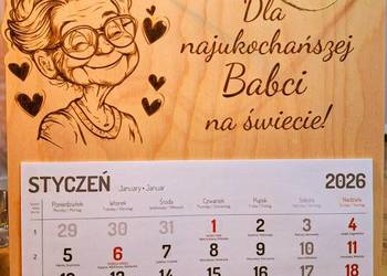 Piękny kalendarz Dzień Babci Prezent grawer naturalna sklejka