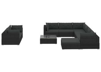 10-cz. zestaw mebli do ogrodu poduszki rattan PE czarny WM-46755