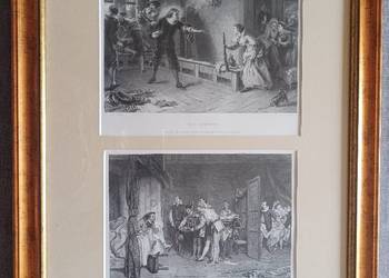Staloryt w oprawie XIX wiek - rama 56,5 x 47 cm ORYGINAŁ