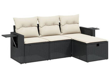 4-cz. zestaw wypoczynkowy do ogrodu poduszki czarny rattan PE WM-3263752