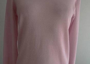 Sweter Wełniany 100% Wełna Pulower Miękki Lekki Pastelowy Liliowy Róż M/L