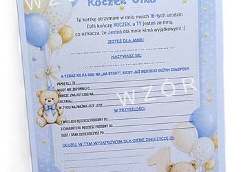 10 szt. ANKIETY URODZINOWE MIŚ Niebieski  URODZINY CHRZEST FB emilcia22 (Y)