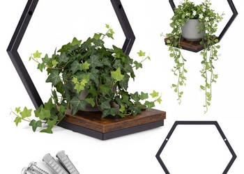 Kwietnik ścienny półka wisząca na kwiaty ozdoby loft heksagon ModernHome