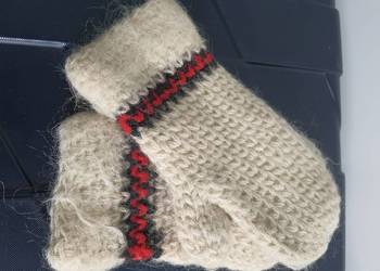 Ciepłe rękawiczki z wełny handmade beżowe