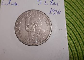 moneta srebrna Litwy z 1936r
