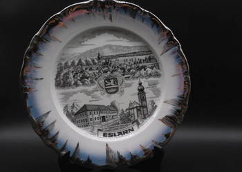 Talerz kolekcjonerski z wizerunkami Ratusza (Rathaus) i kościoła w Eslarn