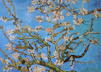 Grubo namalowany obraz olejny Kwitnący migdałowiec - Gogh