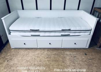 IKEA HEMNES Łóżko Leżanka z 3 szufladami, 2 materace IKEA ,białe Transport