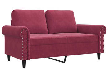 Sofa 2-osobowa winna czerwień 120 cm tapicerowana aksamitem WM-359523