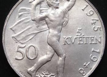 Czechosłowacja 50 koron 1948 - SREBRO - stan menniczy