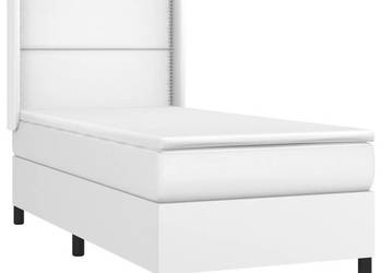 Łóżko kontynentalne z materacem i LED biała ekoskóra 100x200cm WM-3139308