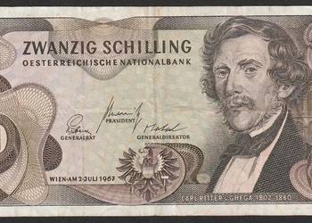 AUSTRIA 20 SCHILLING 1967 - CARL RITTER - R