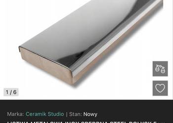 LISTWA METALOWA INOX SREBRNA STEEL POŁYSK 5cm x 60cm TRWAŁA STAL NIERDZEWNA