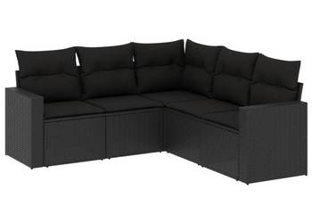 5-cz. zestaw wypoczynkowy do ogrodu, poduszki, czarny rattan PE(3251282)