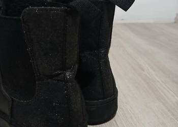 Czarne brokatowe botki/sztyblety za kostkę rozmiar 37