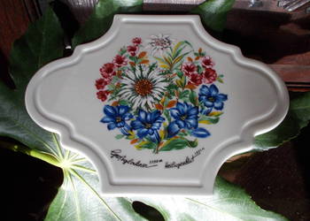 & Porcelanowy Obrazek & Alpejskie Kwiaty & Vintage &