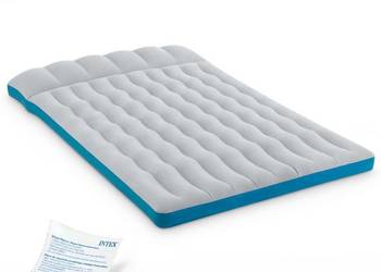 Materac dmuchany dwuosobowy kempingowy 193x127x17 cm łóżko z zagłówkiem IN…