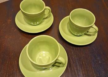Filiżanki kawowe i spodki po 3 szt.nowe zielone cappuccino kubki talerzyki