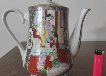 Famille Rose duży 21 cm chiński imbryk porcelanowy imbryczek czajniczek