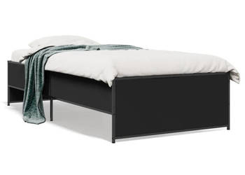 Łóżko Metalowe Czarne Rama Łóżka Ze Stelażem 100x200 cm WM-845236