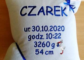 Poduszka z haftem prezent na NARODZINY CHRZEST ROCZEK, Toruń