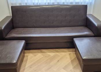 komplet wypoczynkowy - sofa + 2 pufy + fotel